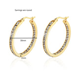 Hot Sale Inlay Zircon Half A Circle Hoop Earrings For Women Titanium Steel Gold Color Woman Crystal Earrings Jewelry Gift