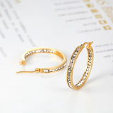 Hot Sale Inlay Zircon Half A Circle Hoop Earrings For Women Titanium Steel Gold Color Woman Crystal Earrings Jewelry Gift