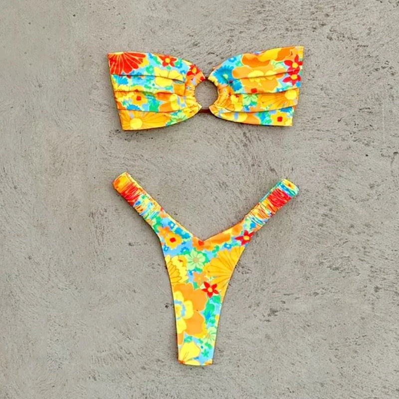 Micro Bikini Push Up Women Swimsuits 2024 Sexy Female Swimwear Brazilian Bikini Set Thong Biquini Swim Suits Print Beachwear