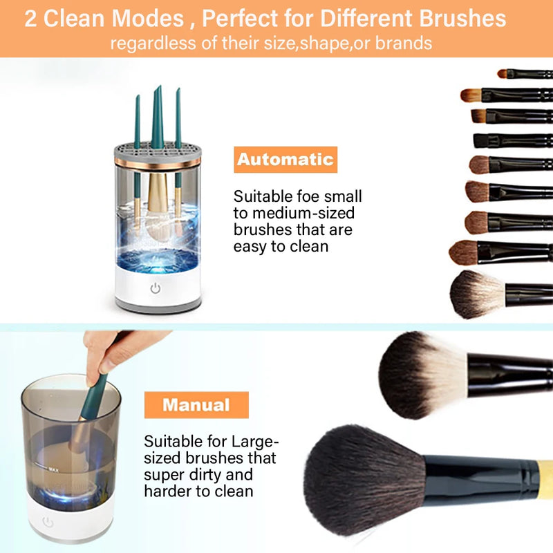 Makeup Brush Cleaner Electric Automatic Makeup Brush Cleanser Portable 3 In 1 With Pad Cosmetic Makeup Brush Washing Machine