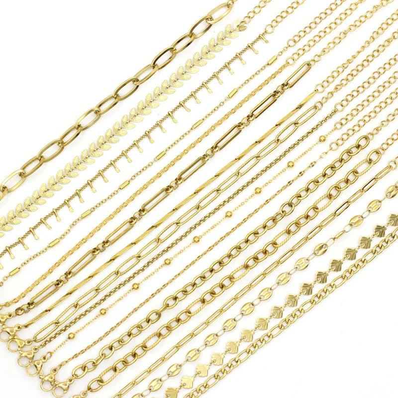 Multiple Options For Trendy Simple Stainless Steel Gold-plated Gold Bracelets For Women Steel Color Chain Bracelets Wholesale