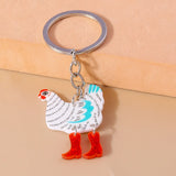 Cartoon Hen Keychain Animal Chicken Charms Keyrings for Women Men Car Key Handbag Purse Hanging Key Chains DIY Accessories