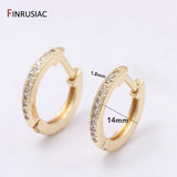 14mm*1.8mm Small Round Circle Gold Plated Earrings Luxury Zircon Crystal Hoop Earrings For Women Jewelry Party Gift