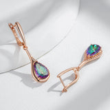 Kinel Trendy Water Drop Colorful Natural Zircon Long Drop Earrings for Women 585 Rose Gold Color Unusual Daily Fine Jewelry Gift