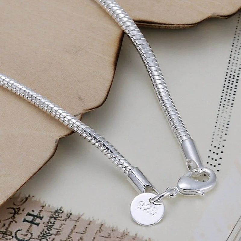 20cm Silver color 3MM Snake Chain Bracelets Factory Fashion Hot Top Quality Jewelry Charm Cute Women Lady Wedding