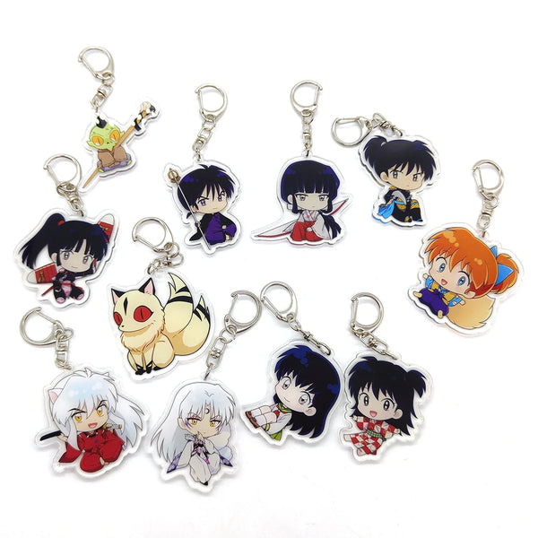 11pcs/set Anime Inuyasha Acrylic Keychains Accessories Cute Bag Pendant for fans gifts