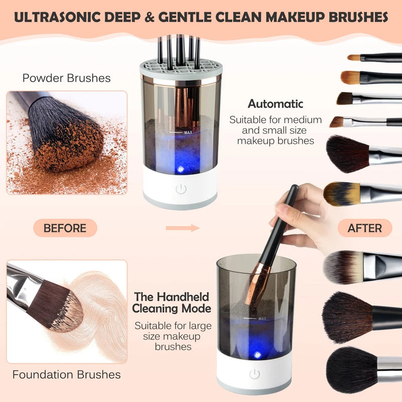 Makeup Brush Cleaner Machine Electric Makeup Brush Cleaner Automatic Makeup Brush Cleaner with Brush Cleaning Mat