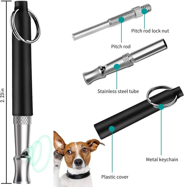 Dog Whistle 2 Pack Adjustable Ultrasonic Whistle To Stop Barking for Dogs Ultrasonic Silent Control for Dogs Black Strap Lanyard