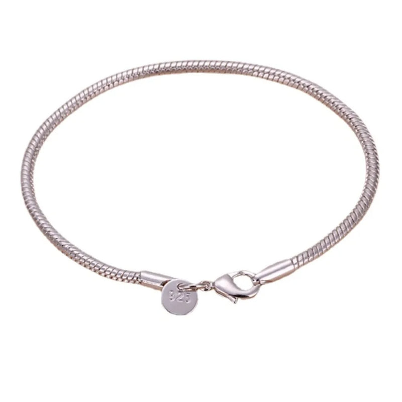 20cm Silver color 3MM Snake Chain Bracelets Factory Fashion Hot Top Quality Jewelry Charm Cute Women Lady Wedding