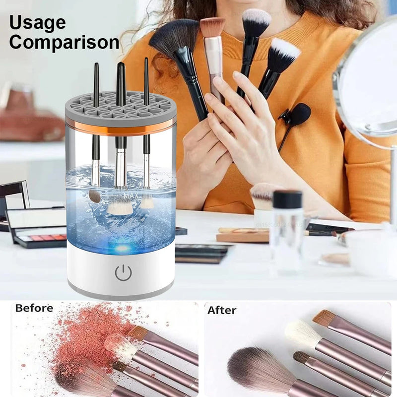 Makeup Brush Cleaner Electric Automatic Makeup Brush Cleanser Portable 3 In 1 With Pad Cosmetic Makeup Brush Washing Machine