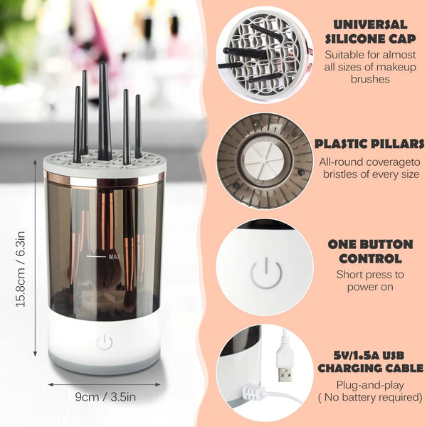 Makeup Brush Cleaner Machine Electric Makeup Brush Cleaner Automatic Makeup Brush Cleaner with Brush Cleaning Mat