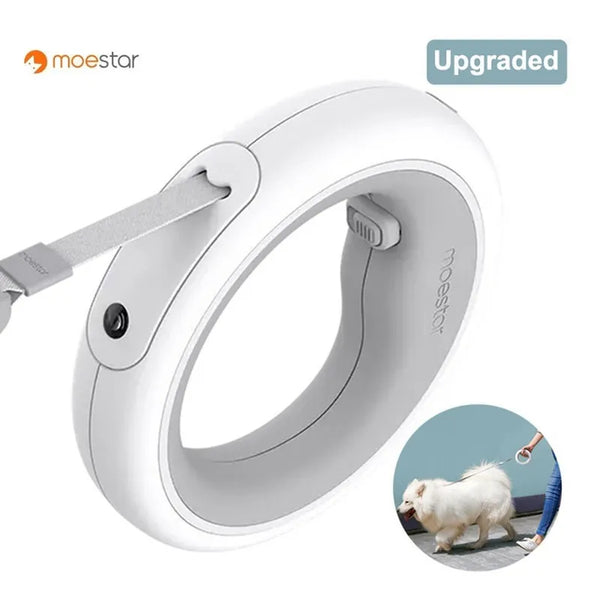 Moestar Retractable UFO Pet Leash With LED Light Night Walk Smart Dog Leash Hand Free Anti-Shock Gray Color