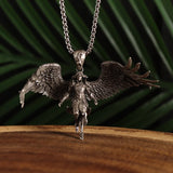 Creativity Vintage Mysterious Temple Statue Wings Angel Pendant Necklace for Men Trend Domineering Punk Jewelry Gift