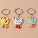 Cartoon Hen Keychain Animal Chicken Charms Keyrings for Women Men Car Key Handbag Purse Hanging Key Chains DIY Accessories